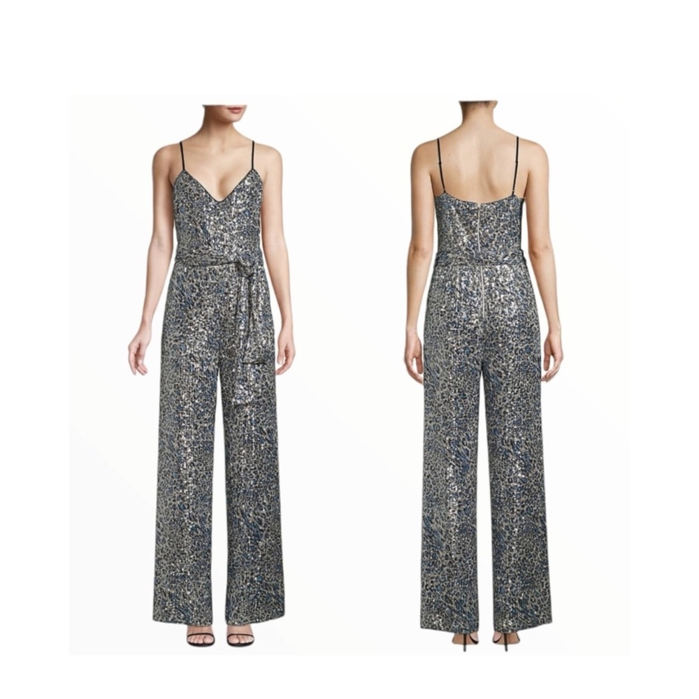 Black Halo Metallic Silver Jumpsuit